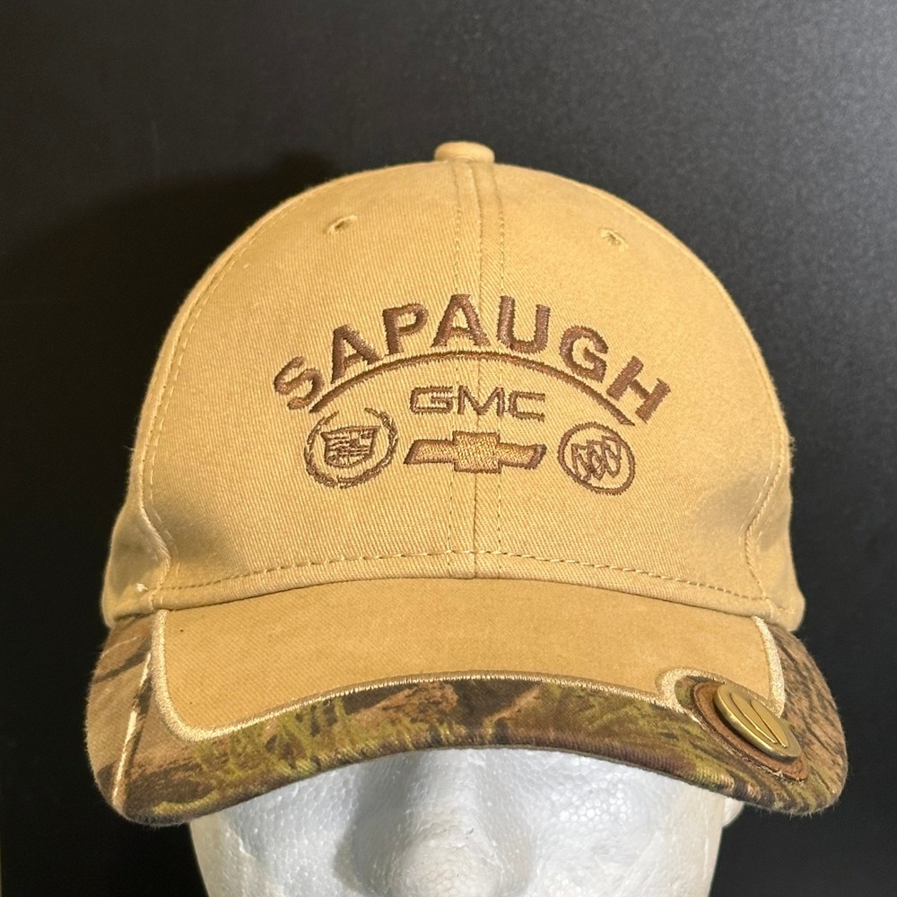 Sapaugh GMC Chevrolet Buick Hat Tan Camo RealTree Deer Track Baseball‎ Cap Mens